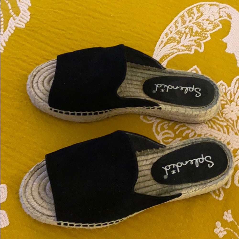 Splendid suede black slip on espadrilles